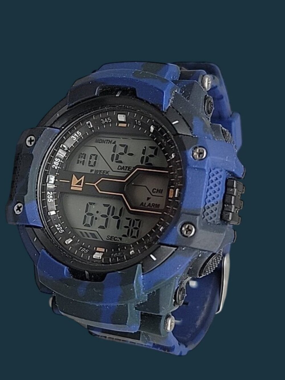 Primark Mens Digital Watch 9" Blue Silicone Band 54mm Multifunction Dial - Picture 9 of 12